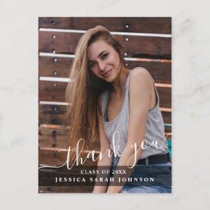 PHOTO Modern Simple Elegant Graduation Thank You   Postcard