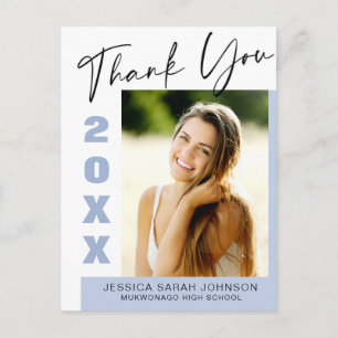 PHOTO Modern Simple Elegant Graduation Thank You  Postcard