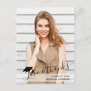 PHOTO Modern Simple Elegant Graduation Thank You Postcard