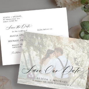 Photo modern simple elegant wedding save the date postcard
