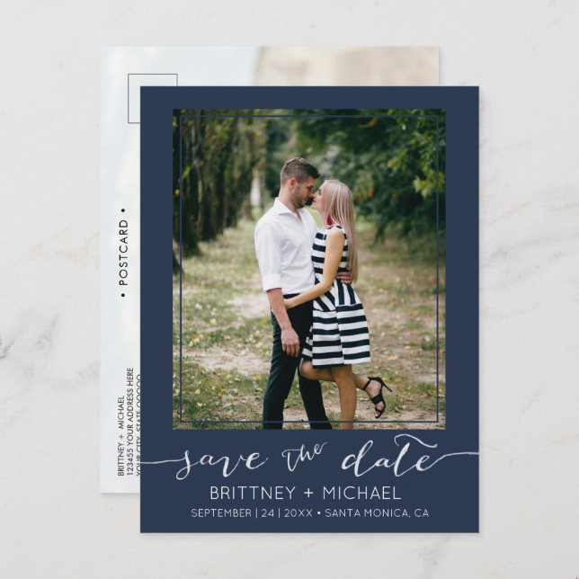 Photo Modern Terracotta Save The Date Announcement Postcard (Front/Back)