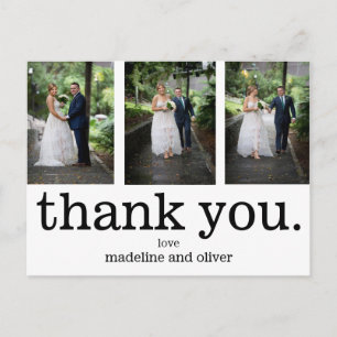 Photo Modern Typewriter Text Wedding Thank You Postcard