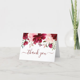 Photo Modern Watercolor Floral Baby Shower Thank Y You Card