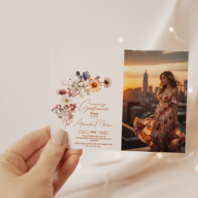 Photo Modern Wildflower Graduation Invitation (Creator Uploaded)