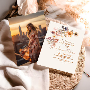 Photo Modern Wildflower Graduation Invitation