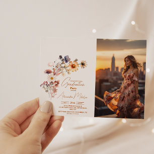 Photo Modern Wildflower Graduation Invitation