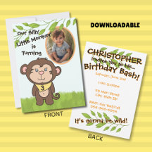 Photo Monkey Birthday Invitation