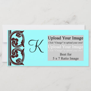 Photo Monogram Chocolate Teal Rack Card Templae
