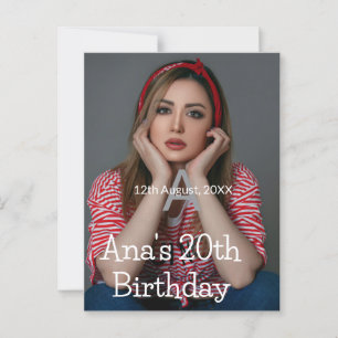 Photo monogram happy 20th birthday gray white  postcard