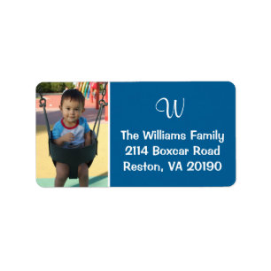 Photo Monogram Labels - Blue