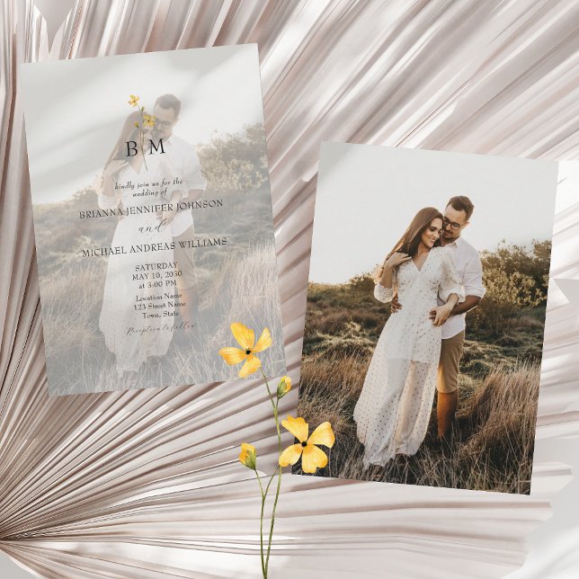 Photo Monogram Minimalist Wedding Invitation (Creator Uploaded)