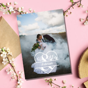 Photo Monogram Personalise Wedding  Thank You Card
