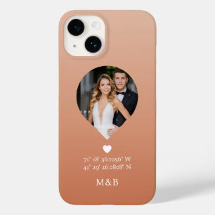 Photo Monogram Romantic Heart Coodinates Case-Mate iPhone 14 Case