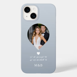 Photo Monogram Romantic Heart Coodinates Modern Case-Mate iPhone 14 Case