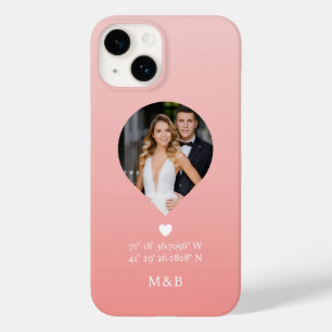 Photo Monogram Romantic Heart Coodinates Modern Case-Mate iPhone 14 Case
