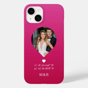 Photo Monogram Romantic Heart Coodinates Modern Case-Mate iPhone 14 Case