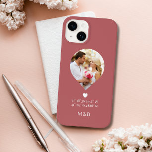 Photo Monogram Romantic Heart Coodinates Modern Case-Mate iPhone 14 Case