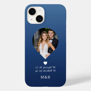 Photo Monogram Romantic Heart Coodinates Modern Case-Mate iPhone 14 Case