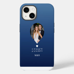 Photo Monogram Romantic Heart Coodinates Modern iPhone 14 Case