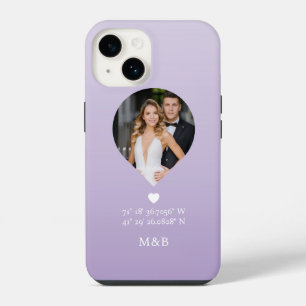 Photo Monogram Romantic Heart Coodinates Modern iPhone 14 Case