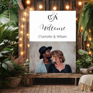 Photo monogrammed wedding welcome sign