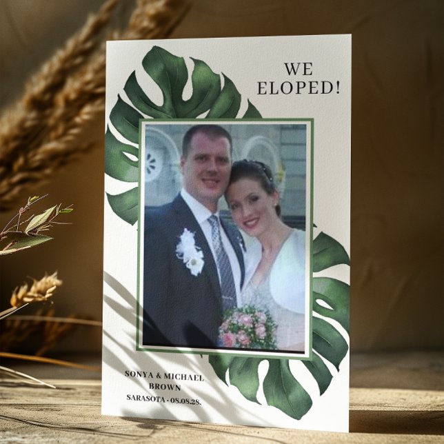 Photo Monstera We eloped Wedding Announcement  (Creator Uploaded)