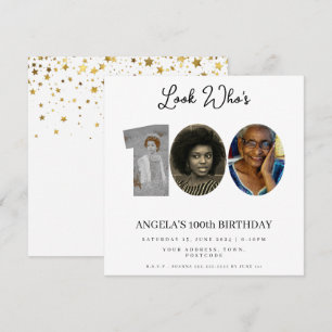 photo Montage Birthday party 100 years old Invitation