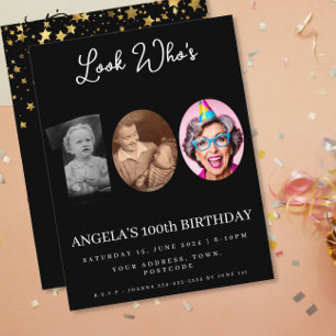 photo Montage Birthday party 100 years old Invitation