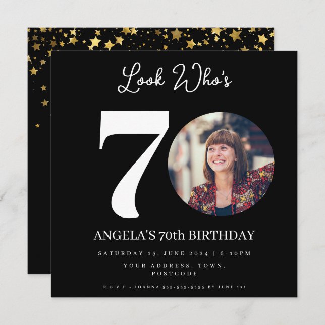 photo Montage Birthday party 70 years old Invitation (Front/Back)