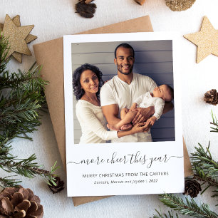 Photo More Cheer This Year Grey Script Christmas Holiday Card