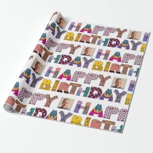Photo Mosaic Birthday Wrapping Paper