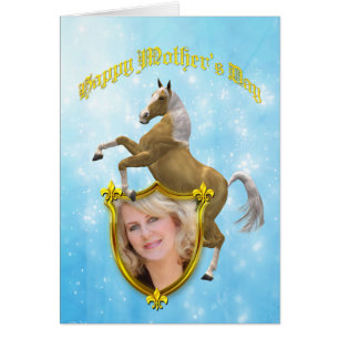 Photo Mother's day card with a rearing horse