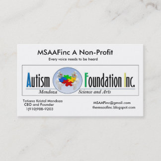photo, MSAAFinc A Non-Profit, Every voice needs... Business Card
