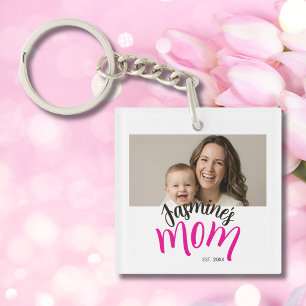 Photo Mum Established Child Name Custom Year Mama Key Ring