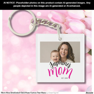 Photo Mum Established Child Name Custom Year Mama Key Ring