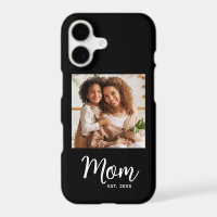 Photo Mum Established Date Black White Script Gift