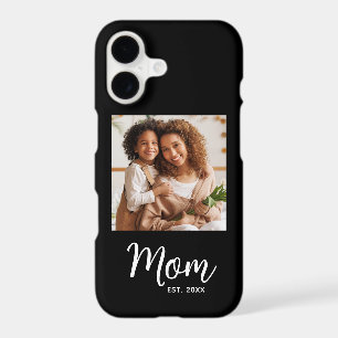 Photo Mum Established Date Black White Script Gift