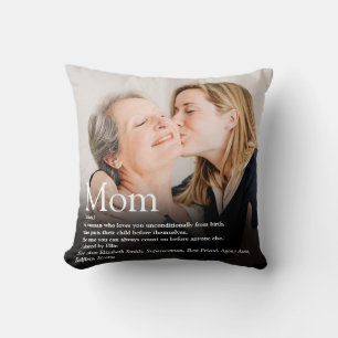 Photo Mum Mother Definition Quote Pink Cushion