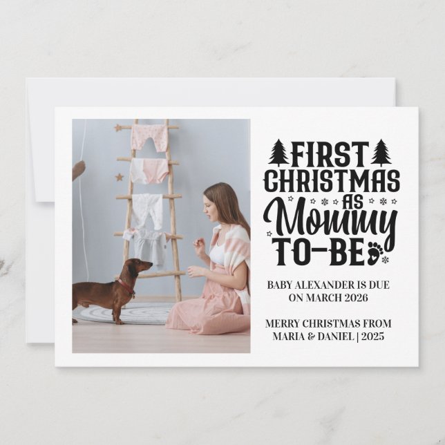 Photo Mummy to be Christmas Pregnancy  Holiday Card (Front)