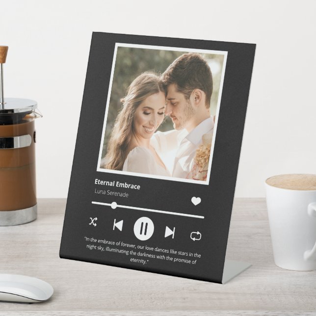 Photo Music Player Personalised Black Pedestal Sign (In SItu)