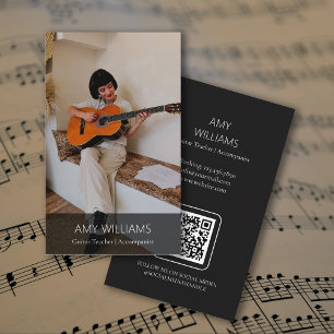 Photo Music Teacher Singer Songwriter QR Code Business Card