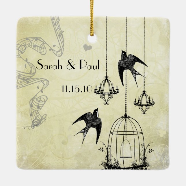 Photo Musical Black & Grey 3 Chandeliers Ceramic Tree Decoration (Back)