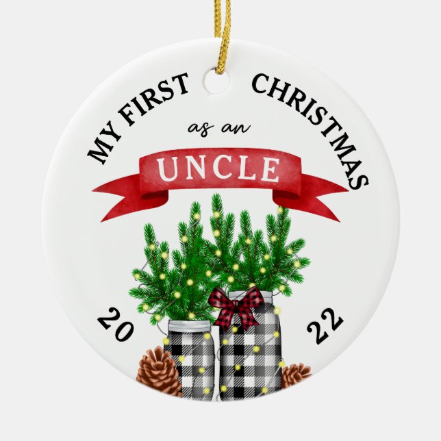 Photo My First Christmas As An Uncle Ceramic Ornament (Front)
