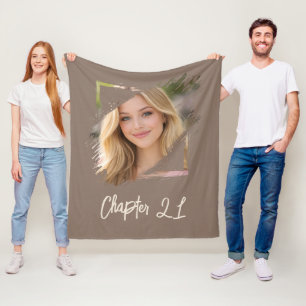 Photo name 21st birthday Chapter 21 mocha brown Fleece Blanket