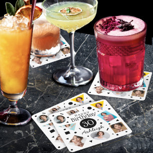 Photo Name 30th Birthday Square Paper Coaster