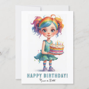 *PHOTO NAME Birthday Cake Cute Young Girl  Invitation