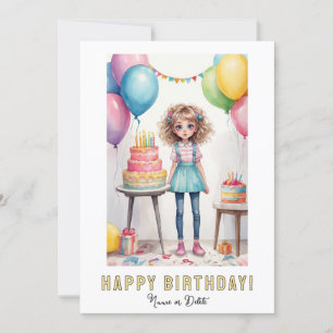 *PHOTO NAME Birthday Card Girl - Cakes