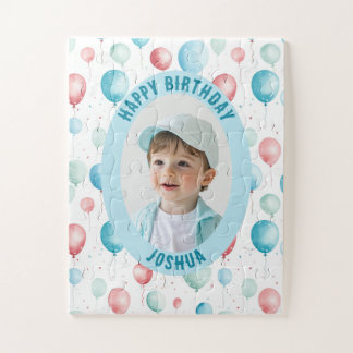Photo & Name, Blue Balloons Jigsaw Puzzle