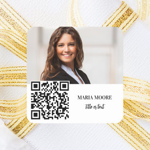 Photo name brand colour QR code business Square Sticker