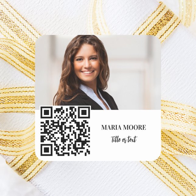 Photo name brand colour QR code business Square Sticker (Creator Uploaded)